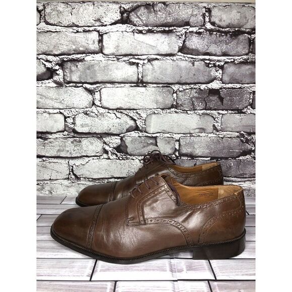 Strada Firenze Brown Leather Cap Toe Lace Up Oxfords Dress Shoes Men Sz 10.5M US - Picture 11 of 16